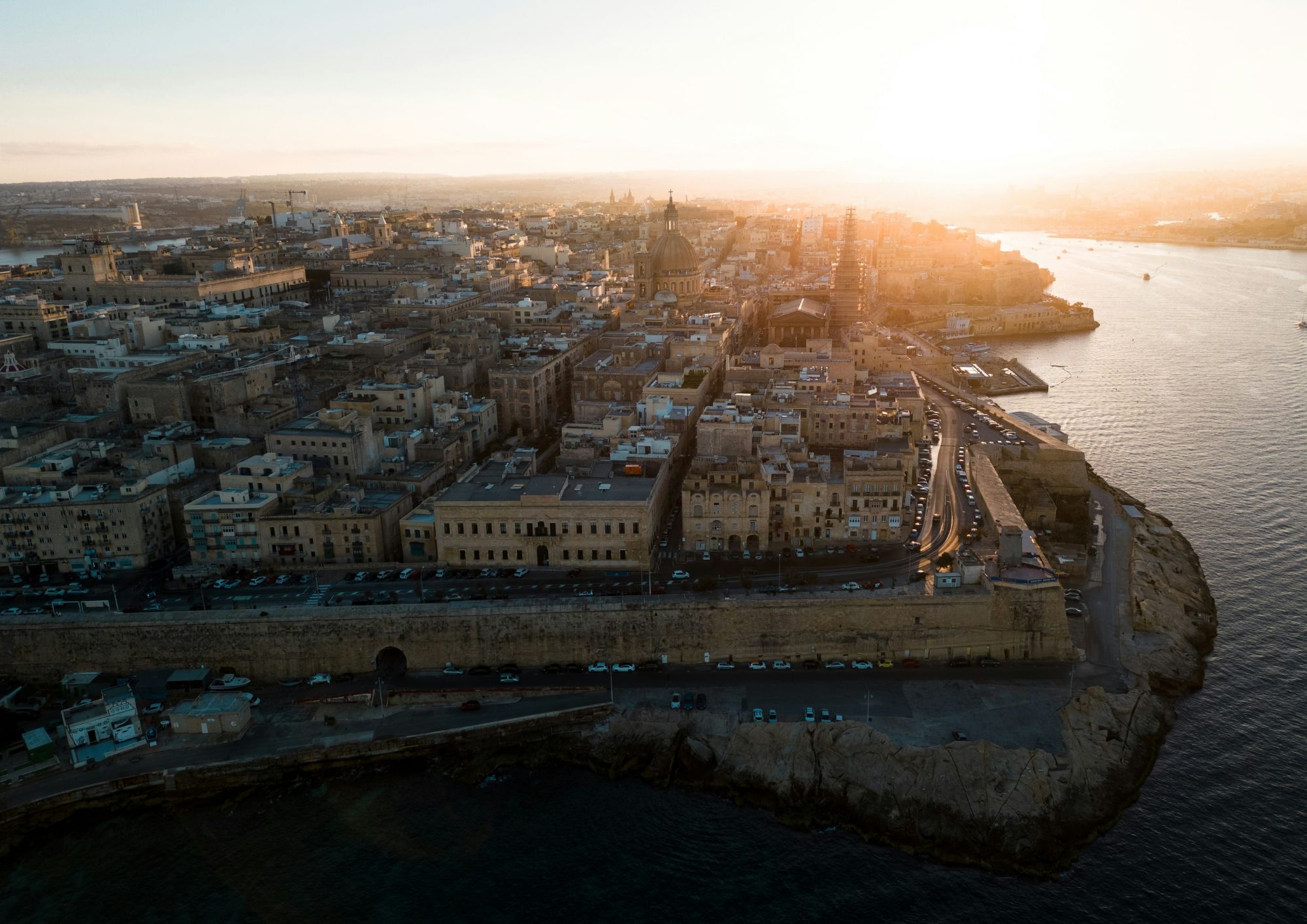 Aerial view of Valletta palazzo, apartments, churches