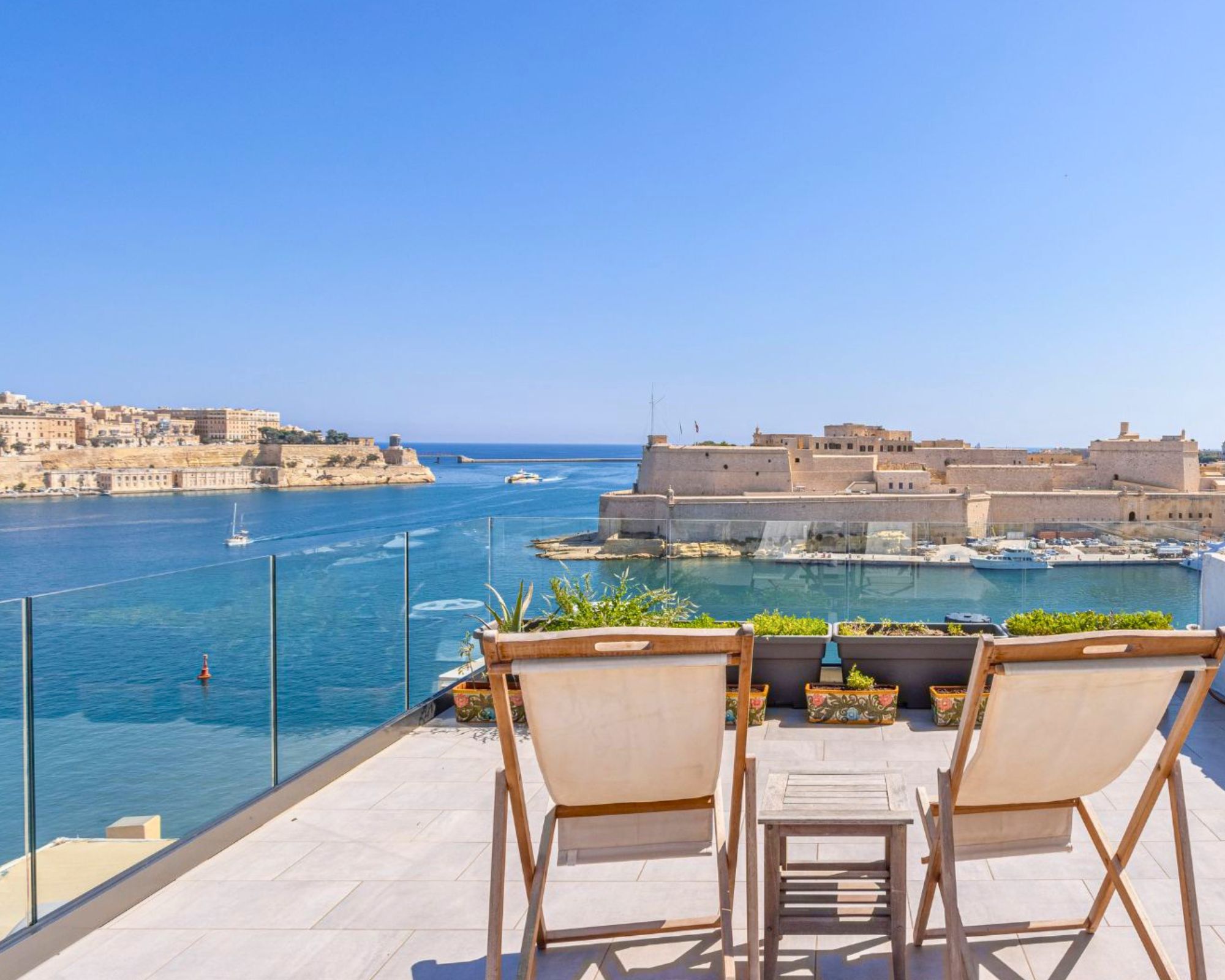 Sea and Grand Harbour Views from the town house roof in Senglea